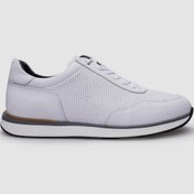 Resim Cabani %100 Hakiki Deri Beyaz Bağcıklı Erkek Sneaker Beyaz 