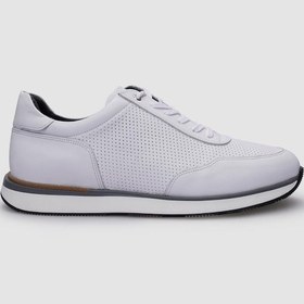 Resim Cabani %100 Hakiki Deri Beyaz Bağcıklı Erkek Sneaker Beyaz 