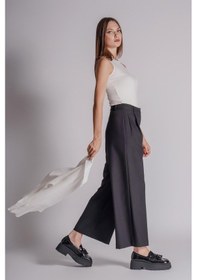 Resim Braccas Kadın Yandan Cepli Fermuar Ve Agraf Kapamalı Relaxed Fit Pantolon Siyah Siyah 