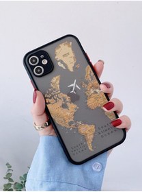 Resim Merwish Iphone 11 6.1 Uyumlu Kamera Lens Korumalı Dünya Harita Desenli Lüx Telefon Kılıfı 