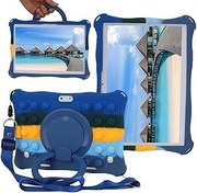 Resim Misenya Dragon Touch Not Defteri K10 için Silikon Kılıf, YELLYOUTH 10 inç, Hoozo Touch 10", WECOOL 10", Winsing 10", ZONKO 10" Tablet için Dönebilen Kılıf (Renkli Koyu Mavi) 