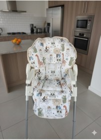 Resim Wenaris Çift Taraflı % 100 Pamuk Mama Sandalyesi Minderi (KEMER GEÇME YERLERİ MEVCUTTUR) 