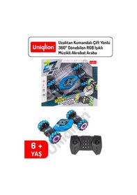 Resim Uzaktan Kumandalı Çift Yönlü 360 Dönebilen Rgb Işıklı Akrobat Araba 