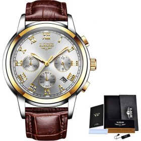 Resim Hanyang Altın Beyaz L Moda Erkekler Izle Lıge Orijinal Marka Izle Lüks Paslanmaz Çelik Su Geçirmez Kol Saatleri Erkekler Için Chronograph Kuvars Saat Hediye (Yurt Dışından) 