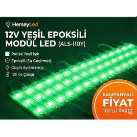 Resim 100 Adet Yeşil 5630 Epoksili Modül Led Als-110y Yeşil 