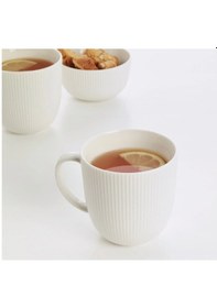 Resim 4 Adet Çizgili Kupa Yükseklik 9 Cm İkea Çay Kahve Fincanı 310 Ml 