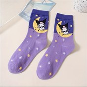 Resim 1 adet Sanrio Düz Renk Örgü Kumaş Polyester Rahat Orta Kesim Çoraplar, Makinede Yıkanabilir, Tüm Yaşlar İçin, Tüm Mevsimler İçin 
