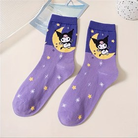 Resim 1 adet Sanrio Düz Renk Örgü Kumaş Polyester Rahat Orta Kesim Çoraplar, Makinede Yıkanabilir, Tüm Yaşlar İçin, Tüm Mevsimler İçin 