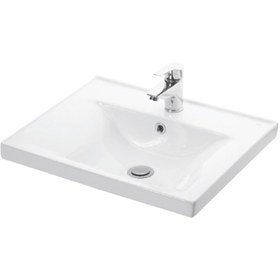 Resim ÖZCEDEN Çuha 65 cm Beyaz-Antrasit Gri Mat MDF Pk-109 Balon Kapak Seramik Lavabolu Asma Banyo Dolabı Takımı 