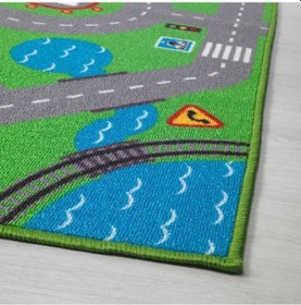 Resim Çocuk Oda Halısı 75x133 cm Alan: 0.99 m² Yıkanır Yeşil Renk Desenli Halı Yeşil 