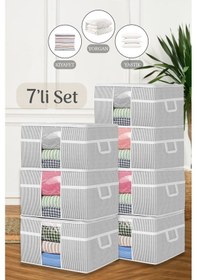 Resim 7'li Mega Boy Pencereli Yorgan Hurcu - Yastık Yorgan Düzenleyici Saklama Hurcu 75 X 40 X 40 Cm Gri 