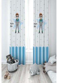 Resim Mekta Home Bebek Ve Çocuk Odası Süper Star Yıldızlı 2 Kanat Fon Perde 