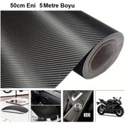 Resim Efe Toys 3d Karbon Fiber Folyo Hava Kanallı Araç Döşeme Direksiyon Kaplama Folyosu Siyah 50 Cm X 5 Metre 