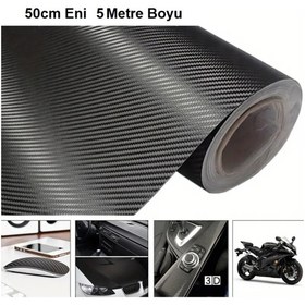 Resim Efe Toys 3d Karbon Fiber Folyo Hava Kanallı Araç Döşeme Direksiyon Kaplama Folyosu Siyah 50 Cm X 5 Metre 