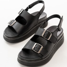 Resim BscitirStore Siyah Dolgu Topuk Kadın Sandalet 