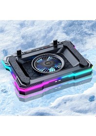 Resim Juo Yeti 2200rpm Rgb Işıklı Led Display Gaming Laptop Notebook Soğutucu Stand 
