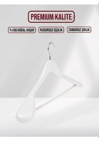 Resim Beyaz Ahşap Pabuçlu Ceket Takım Elbise Askısı 10 Adet Beyaz 