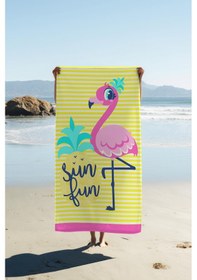 Resim Dijital Baskı Plaj Deniz Havlusu Flamingo Desenli Peştamal Hvl0211 Renkli 