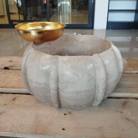 Resim Sipahi Marble Traverten Kavuk Model Mini Kurna 