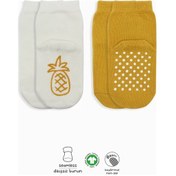 Resim Meyve Figürlü Kaymaz Soket Çorap 2'li Ekru Hardal Renkli Çok Renkli 