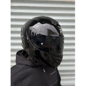 Resim Rivox R1 Parlak Siyah Kapalı Kask (Siyah Vizörlü) MD820 