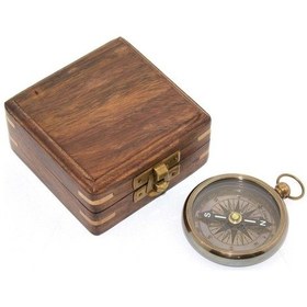 Resim Kişiye Özel Ahşap Kutulu Pirinç Pusula Ksk2104 