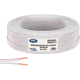 Resim cable cable ERK YERLİ ELEKTRİK KABLOSU KORDON 2X0.75 BEYAZ 100MT 