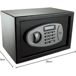 Resim Nisar Store LCD Ekranlı Orta Boy Kasa Y-MS0000NFP - Standart Güvenlik - Şifre - 2 Adet 6 Şifeli Anahtar - 25 x 35 x 25 cm - Siyah 
