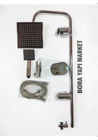 Resim Robot Duş Seti Tepe Yağmurlama Duş Takımı Sürgülü Robot Krom 