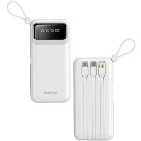 Resim Sunix 10.000 Mah Dijital Göstergeli Kendinden Kablolu Powerbank Beyaz PB-120 