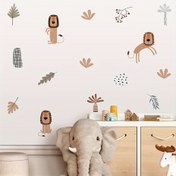 Resim 1 Adet Karikatür Kahverengi Yavru Aslan Yapışkan Duvar Stickerı - Su Boyası PVC Dekor, Yatak Odası Oturma Odası Ofis Galeri Çalışma Salonu Ev Dekoru Çıkarılabilir ve Yeniden Yapıştırılabilir 