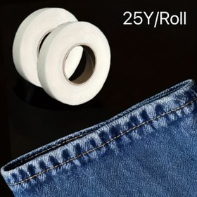 Resim 1 Rulo Kumaş Yapıştırma Bandı - Dikimsiz Ütüyle Yapışan Güçlü Isıyla Bağlanabilen ve Yıkanabilir Web, 120-140°C Sıcaklık Aralığı, Tikiş İpliği ile Çözgü Örgü İşi İnceleme Hemming için Beyaz/Siyah 22.86 Metre Uzunluğunda Rollo kumaş plastik mukavva kağız DIY giyim ev dekorasyonu çanta üretimi kolay uygulama & söküm diktirmek gerekmez, Dikiş Aksesuarları ve Malzemeleri,Çift Taraflı Ara Astarlama Yapışkan Kumaş Giysi Bandı,Dikiş İçin Çift Taraflı Yapışkan Bant,Kumaş Bant, 