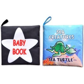 Resim 2 Kitap Tox Ingilizce Siyah-Beyaz Bebek Ve Deniz Canlıları Kumaş 
