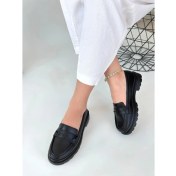 Resim Narli Siyah Cilt Oxford Ayakkabı 