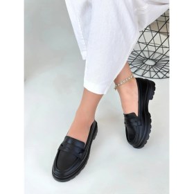 Resim Narli Siyah Cilt Oxford Ayakkabı 