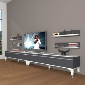 Resim Eko 360R Mdf Silver Tv Ünitesi Tv Sehpası - Beyaz - Antrasit 