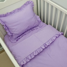 Resim Lila Fırfırlı Nevresim Seti - Bebek 