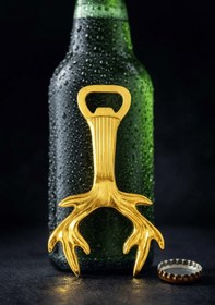 Resim FeyzaDesign Altın Geyik Temalı Metal Şişe ve Kapak Açacağı, Şık ve Kullanışlı Tasarım 
