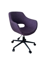 Resim Bilgisayar Sandalyesi Çalışma Koltuğu Metal Ayaklı Mor Renk Keten 