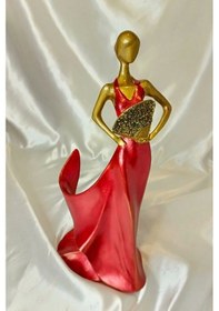 Resim Kırmızı Modern Bayan Şaraplık Kadın Led Işıklı Şişesi İle Beraber 