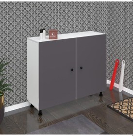 Resim Kenzlife Ayakkabılık Yemeni5 Gribyz 83 120 32 Kapaklı 5 Raflı 30 Çift Ayakkabı Kapasitesi Ahşap 