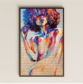 Resim Renkli Kadın Figürlü Soyut Sanat Şeffaf Pleksi Tablo 