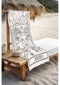 Resim Dijital Baskı Plaj Deniz Havlusu Koç Burcu Desenli Peştamal Hvl0041 Renkli 