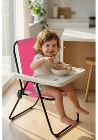 Resim Exent 2 6 Yaş, Katlanır Portatif Mama Sandalyesi, Tak-çıkar Masa İle - Pembe 