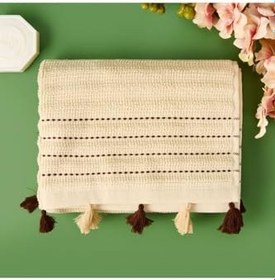 Resim Püsküllü Ayak Havlusu - Bej - 50X70 Cm 