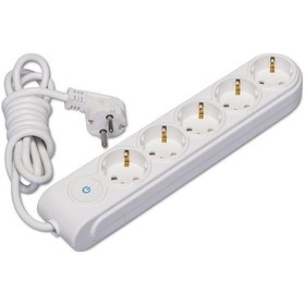 Resim Makel Yeni Nesil Anahtarlı Çocuk Korumalı Beşli Topraklı Grup Priz 2 Metre Kablolu 