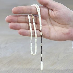 Resim Natural Deve Kemiği Tesbih - Sistemli Tasarım - Krem Rengi - İnce Kapsül Kesim 