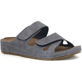 Resim Kadın 1801 Çift Cırtlı Monta Kutulu Günlük Terlik Füme Füme 