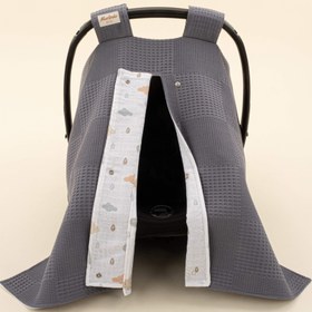 Resim Puset Örtüsü - Çift Taraflı - Antrasit Waffle - Yeşil Gökkuşağı 