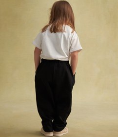Resim Unisex Çocuk Gabardin Bel Lastikli Pantolon Siyah - 2-3 Yaş 